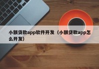 小額貸款app軟件開發(fā)（小額貸款app怎么開發(fā)）