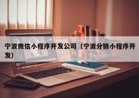 寧波微信小程序開發(fā)公司（寧波分銷小程序開發(fā)）