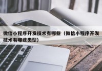 微信小程序開發(fā)技術(shù)有哪些（微信小程序開發(fā)技術(shù)有哪些類型）